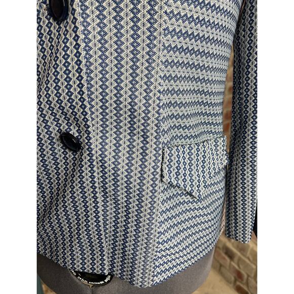 blazer blue geometric double knit polyester blue - Picture 10 of 14
